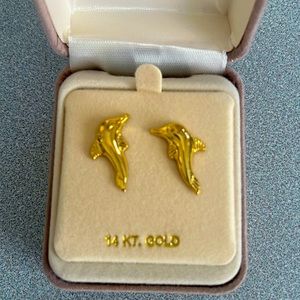 14KT Gold Dolphin Earrings